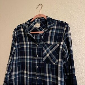 id : 23 Women’s Blue Plaid Flannel Button Up Cover Up Cardigan Size Medium